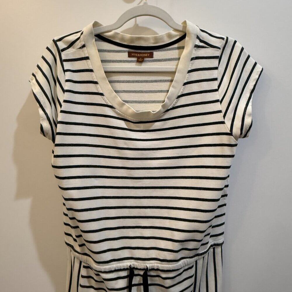 Hive & Honey Cream Black Stripe T-Shirt Dress Size M — Casual Everyday - Picture 6 of 9